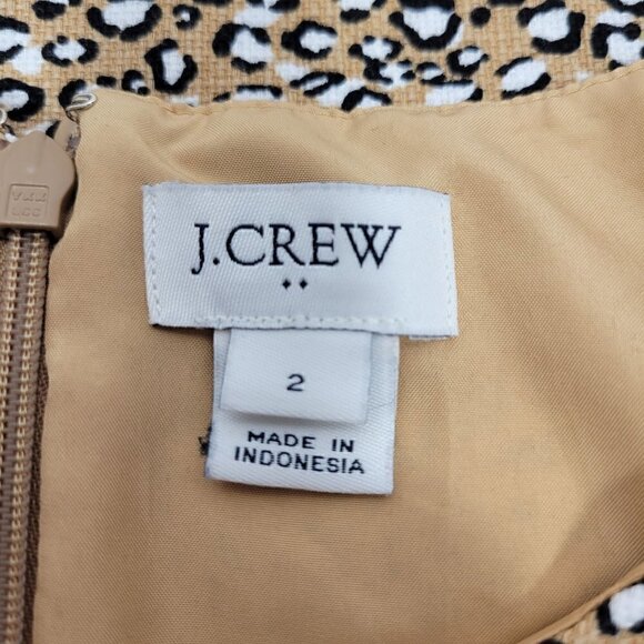 J. Crew Women's Basketweave Animal Print Sheath Dress Fully Lined Size 2 - Picture 12 of 13